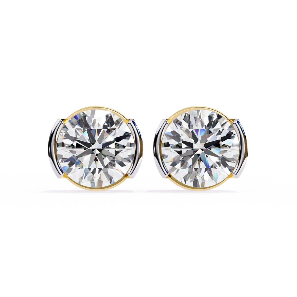 Modern Round Diamond Stud Earrings with Bezel Setting