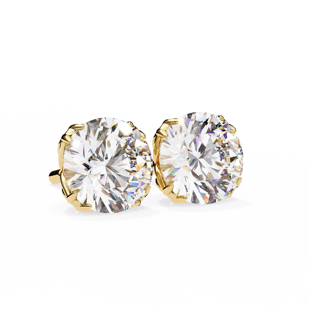 Round Diamond Stud Earrings with Scrollwork Setting
