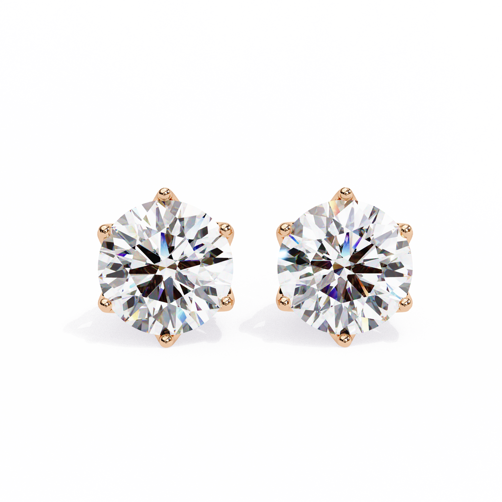 Vintage-Inspired Round Diamond Stud Earrings with Milgrain Detailing